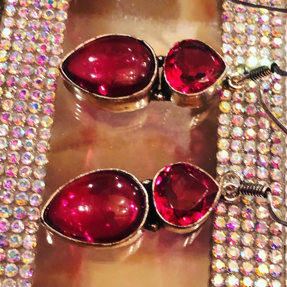 Red Onyx Silver Earrings